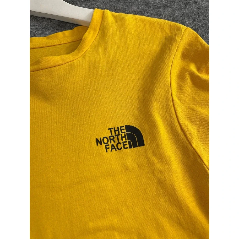 The North Face Shirt Mens Small Tee Yellow Logo Short Sleeve EUC Cotton n328